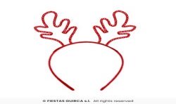 SERRE-TETE OU DIADEME NOEL ROUGE AVEC STRASS CORNES DE RENNE