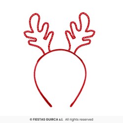 SERRE-TETE OU DIADEME NOEL ROUGE AVEC STRASS CORNES DE RENNE