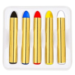 BOITE DE 5 CRAYONS DE MAQUILLAGE NOIR BLANC BLEU ROUGE JAUNE