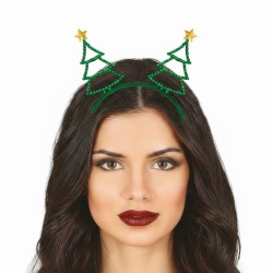 SERRE-TETE OU DIADEME NOEL VERT AVEC STRASS SAPIN DE NOEL