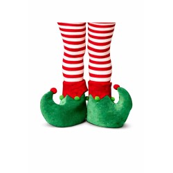 SUR CHAUSSURES OU CHAUSSONS DE LUTIN OU ELF VERT ET ROUGE TAILLE ENFANT