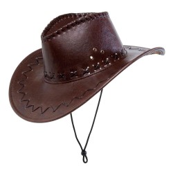 CHAPEAU COW BOY WESTERN BRUN OU MARRON EFFET FAUX CUIR