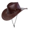 CHAPEAU COW BOY WESTERN BRUN OU MARRON EFFET FAUX CUIR