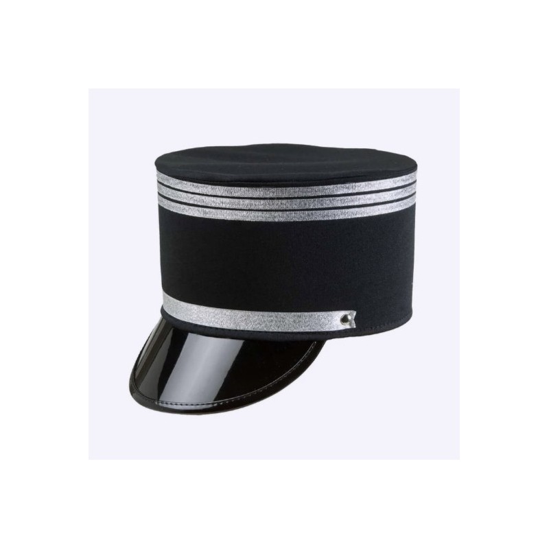 KEPI DE GENDARME DE ST TROPEZ EN TISSU NOIR ET ARGENT