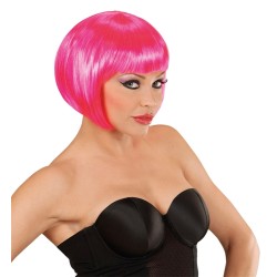 PERRUQUE CARRE COURT AVEC FRANGE ROSE VIF CHANEL