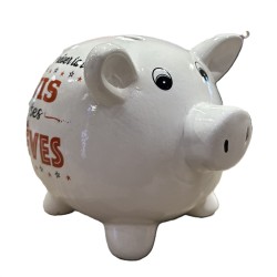 TIRELIRE COCHON BLANC "VIS TES RÊVES"