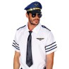 SET PILOTE D'AVION DE LIGNE BLEUE CASQUETTE EPAULETTES INSIGNE ET LUNETTES
