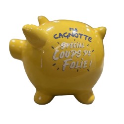 TIRELIRE COCHON JAUNE MA CAGNOTTE