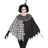 DEGUISEMENT PONCHO HARLEQUIN NOIR ET BLANC UNISEXE