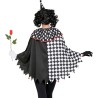 DEGUISEMENT PONCHO HARLEQUIN NOIR ET BLANC UNISEXE
