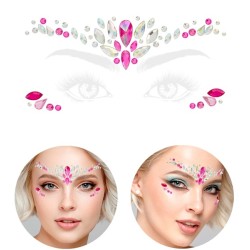 BIJOUX OU STRASS DE VISAGE CHARME ROSE ET ARGENT