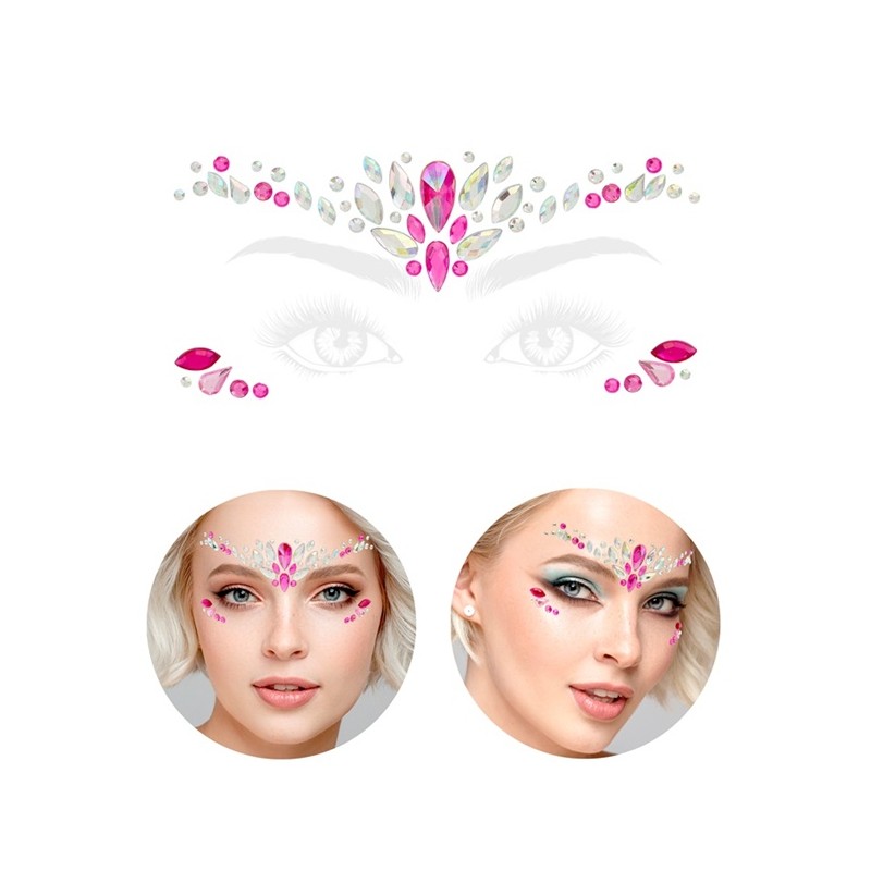 BIJOUX OU STRASS DE VISAGE CHARME ROSE ET ARGENT