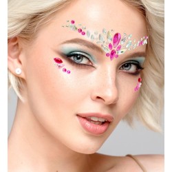 BIJOUX OU STRASS DE VISAGE CHARME ROSE ET ARGENT