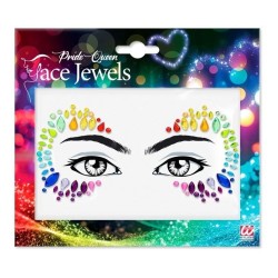 BIJOUX OU STRASS DE VISAGE REINE DE LA PRIDE MULTICOLORE