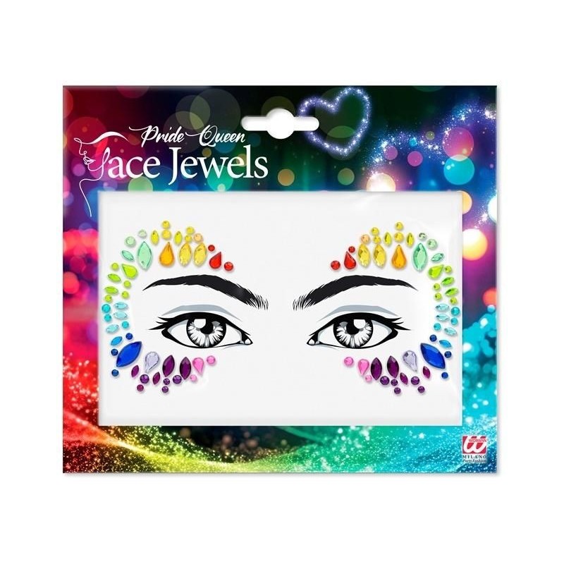 BIJOUX OU STRASS DE VISAGE REINE DE LA PRIDE MULTICOLORE