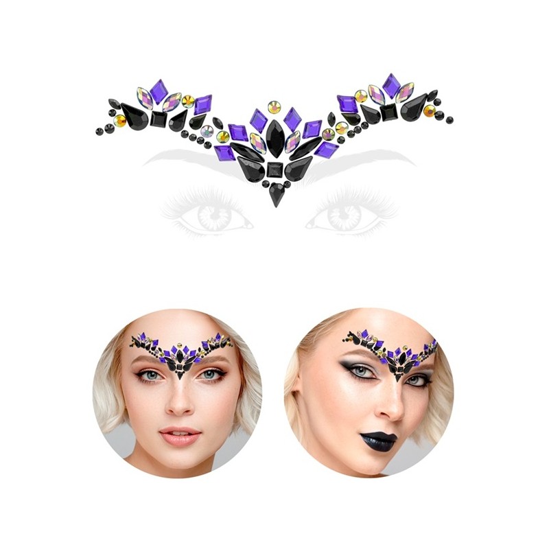 BIJOUX OU STRASS DE VISAGE MALEFIQUE NOIR ET VIOLET