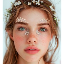 BIJOUX OU STRASS DE VISAGE FLEUR ARGENT