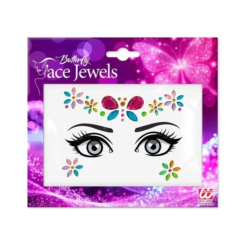 BIJOUX OU STRASS DE VISAGE PAPILLON MULTICOLORE