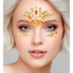 BIJOUX OU STRASS DE VISAGE DIAMANTS ROUGE ET OR