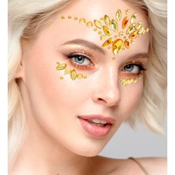 BIJOUX OU STRASS DE VISAGE DIAMANTS ROUGE ET OR