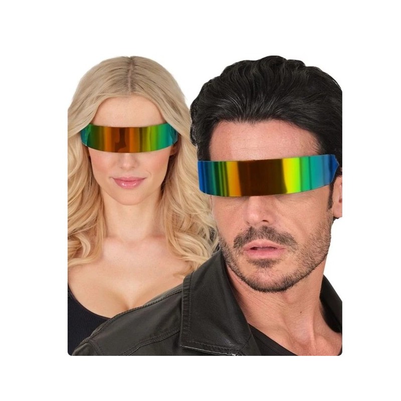 LUNETTES FUTURISTES DE L'ESPACE BANDEAU MIROIR MULTICOLORE