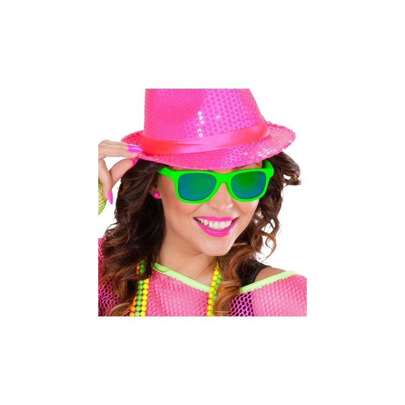 LUNETTES FLUO OU NEON VERTES VERRES MIRROIR