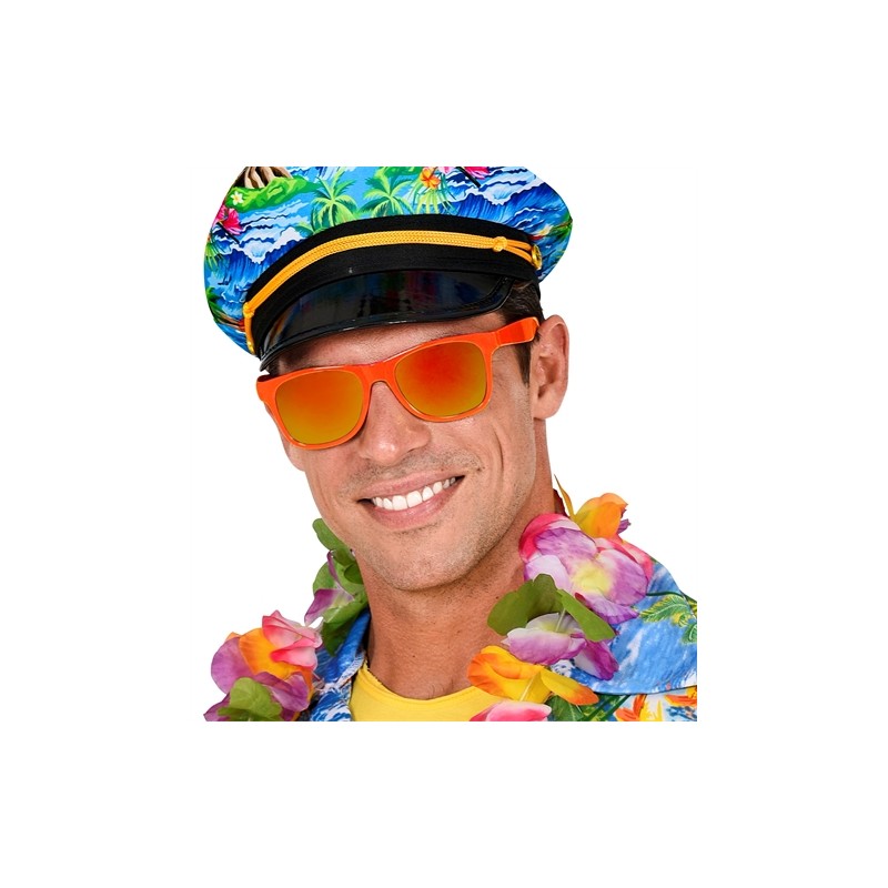 LUNETTES FLUO OU NEON ORANGE VERRES MIRROIR