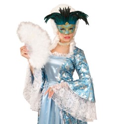DEMI-MASQUE VENITIEN BLEU ET OR AVEC PLUMES BLEU NUIT
