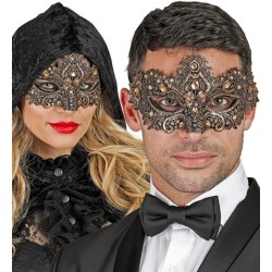 DEMI-MASQUE DE THEATRE VENITIEN EN BRONZE AVEC PIERRES