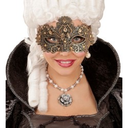 DEMI-MASQUE DE THEATRE VENITIEN EN BRONZE AVEC PIERRES
