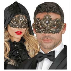 DEMI-MASQUE DE THEATRE VENITIEN EN OR AVEC PIERRES