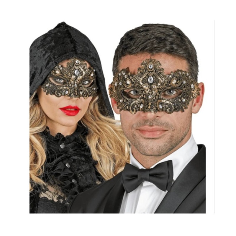 DEMI-MASQUE DE THEATRE VENITIEN EN OR AVEC PIERRES