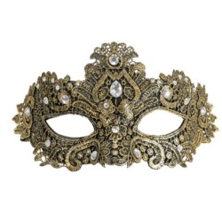 DEMI-MASQUE DE THEATRE VENITIEN EN OR AVEC PIERRES