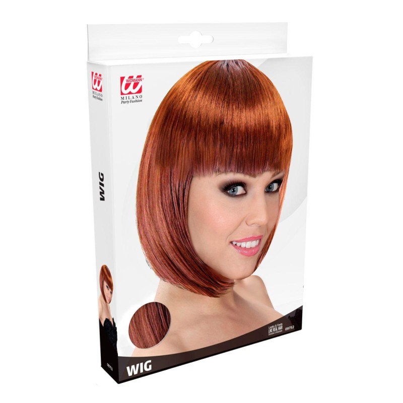 PERRUQUE LOU LOU COUPE AU CARREE AVEC FRANGE ROUSSE