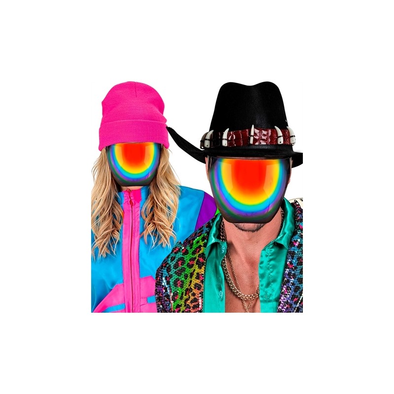 LUNETTES OU VISIERE FACIALE MIROIR MULTICOLORE ARC EN CIEL