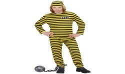 DEGUISEMENT PRISONNIER DALTON NOIR RAYE JAUNE ADO TAILLE 14 - 16 ANS