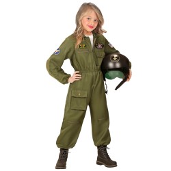 DEGUISEMENT PILOTE DE CHASSE COMBINAISON VERTE TAILLE 158 CM 11-13 ANS