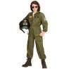 DEGUISEMENT PILOTE DE CHASSE COMBINAISON VERTE TAILLE 140 CM 8-10 ANS