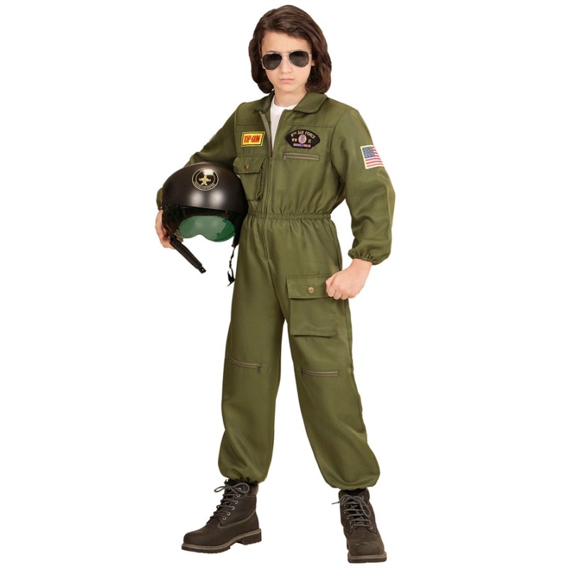 DEGUISEMENT PILOTE DE CHASSE COMBINAISON VERTE TAILLE 14-16 ANS 