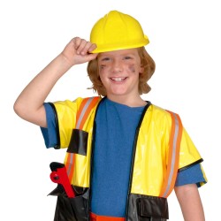 CASQUE DE CHANTIER JAUNE EN PLASTIQUE DUR ENFANT TOUR DE TETE REGLABLE