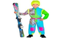 DEGUISEMENT COMBINAISON DE SKI VERT BLEU COULEURS FLUO TAILLE 140