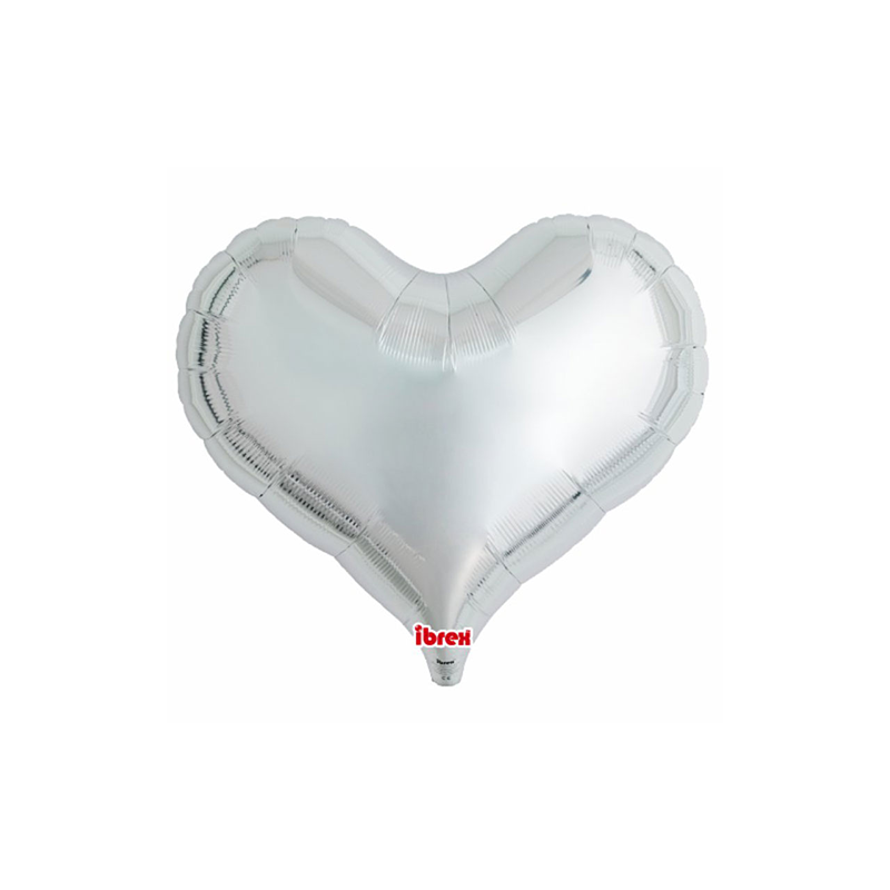 BALLON METALLIQUE COEUR JELLY ARGENT 63 CM