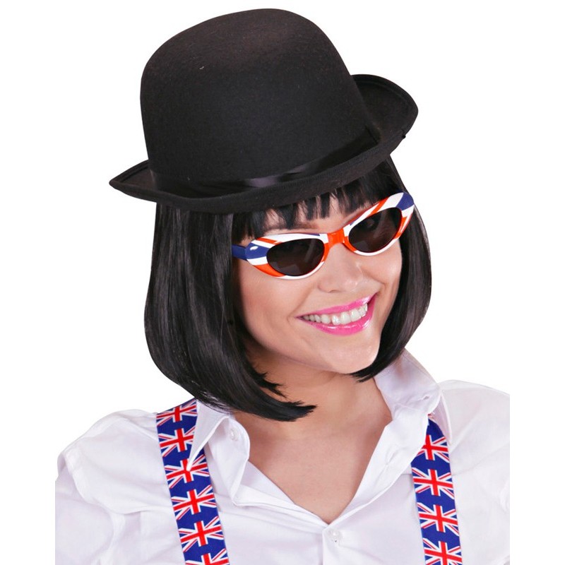 CHAPEAU MELON FEUTRE LUXE NOIR AVEC RUBAN NOIR