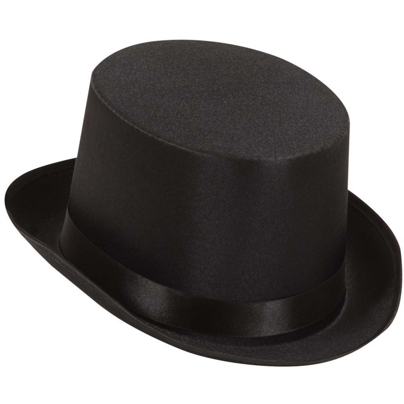 CHAPEAU HAUT DE FORME SATIN NOIR 