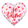 BALLON METALLIQUE COEUR ROSE CLAIR JE T'AIME ROUGE 46 CM
