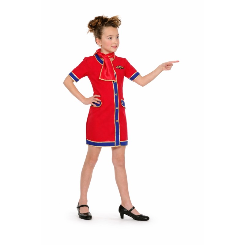 DEGUISEMENT HOTESSE DE L'AIR ROBE ROUGE TAILLE 6 ANS