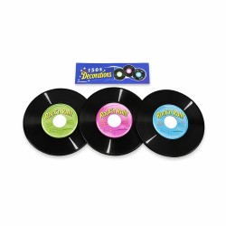 3 DECORS DISQUES VINYLS PLASTIQUE 23 CM IMPRIMES 2 FACES