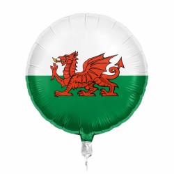 BALLON METALLIQUE ROND DRAPEAU DU PAYS DE GALLES 46 CM 