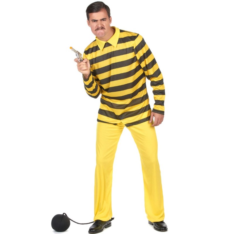 DEGUISEMENT PRISONNIER DALTON NOIR/JAUNE PANTALON JAUNE TAILLE L