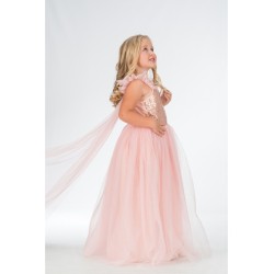 DEGUISEMENT ENFANT PRINCESSE ROSE GOLD JUPE TULLE BUSTIER SEQUINS 128 CM